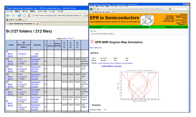 図8  ESRパラメータのデータベースサイト「EPR in Semiconductors」
